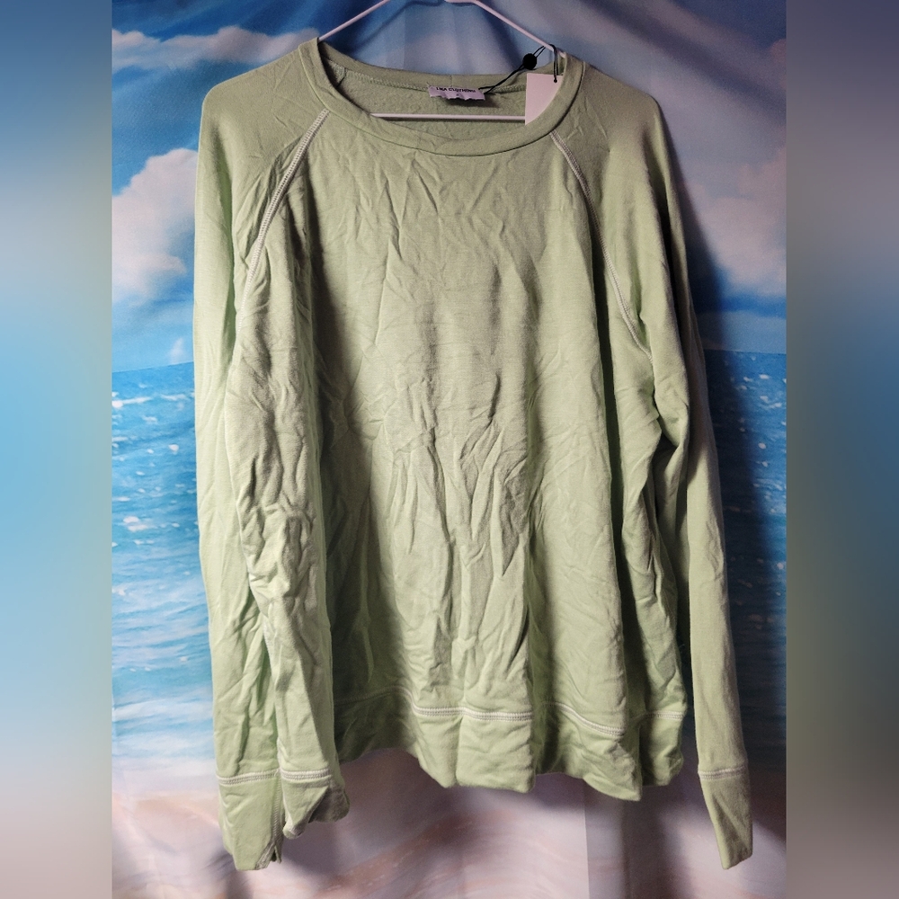 LNA NWT Brushed Vintage Raglan‎ Sweatshirt Smoke Green Size 1X